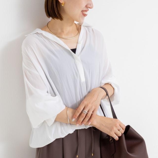 ☆未着用！NOLLEY'S ノーリーズ 半袖デザインブラウス ホワイト 38