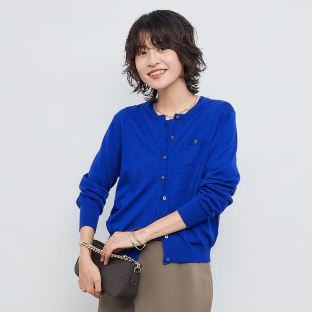 ノーリーズソフィー（NOLLEY’S sophi）/《アンサンブル対応》《手洗い可能》ウール100クルーネックカーディガン