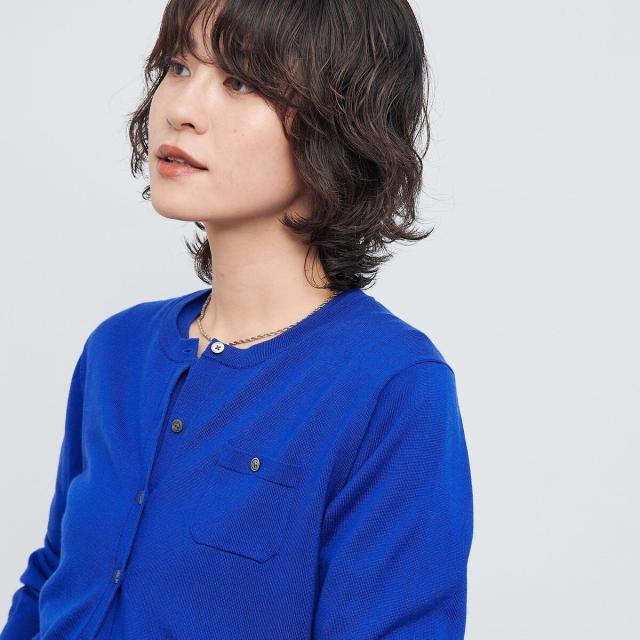 ノーリーズソフィー（NOLLEY’S sophi）/《アンサンブル対応》《手洗い可能》ウール100クルーネックカーディガン