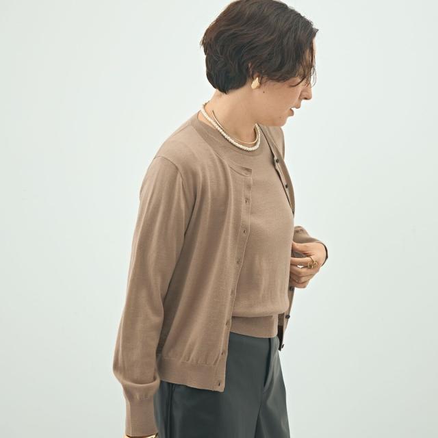 ノーリーズソフィー（NOLLEY’S sophi）/《アンサンブル対応》《手洗い可能》ウール100クルーネックカーディガン