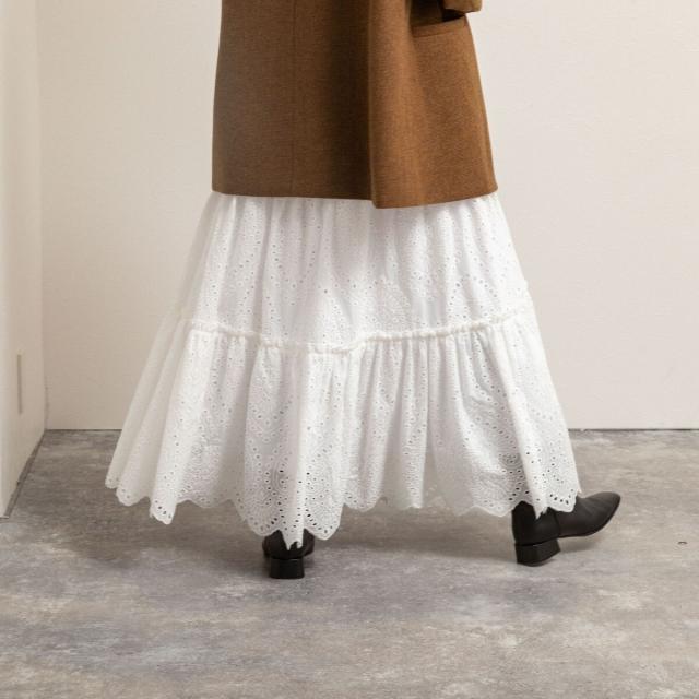 マクウェル（MAQWEL）/【MAQWEL/マクウェル】《セットアップ対応》ウォッシャブルエンブロイダリーレーススカート