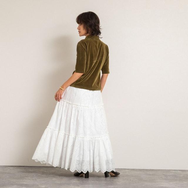マクウェル（MAQWEL）/【MAQWEL/マクウェル】《セットアップ対応》ウォッシャブルエンブロイダリーレーススカート
