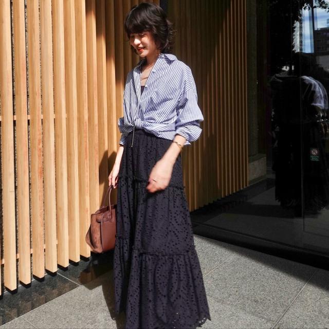 マクウェル（MAQWEL）/【MAQWEL/マクウェル】《セットアップ対応》ウォッシャブルエンブロイダリーレーススカート