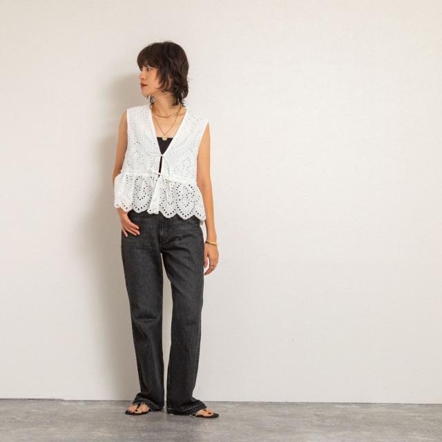 マクウェル（MAQWEL）/【MAQWEL/マクウェル】《セットアップ対応》ウォッシャブルエンブロイダリーレースベスト