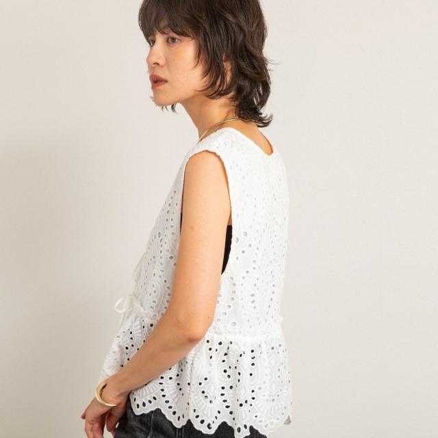 マクウェル（MAQWEL）/【MAQWEL/マクウェル】《セットアップ対応》ウォッシャブルエンブロイダリーレースベスト