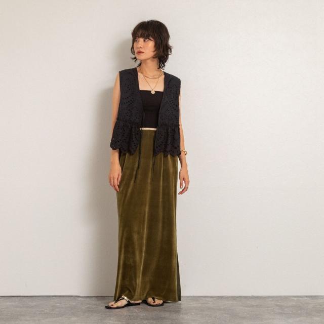 マクウェル（MAQWEL）/【MAQWEL/マクウェル】《セットアップ対応》ウォッシャブルエンブロイダリーレースベスト