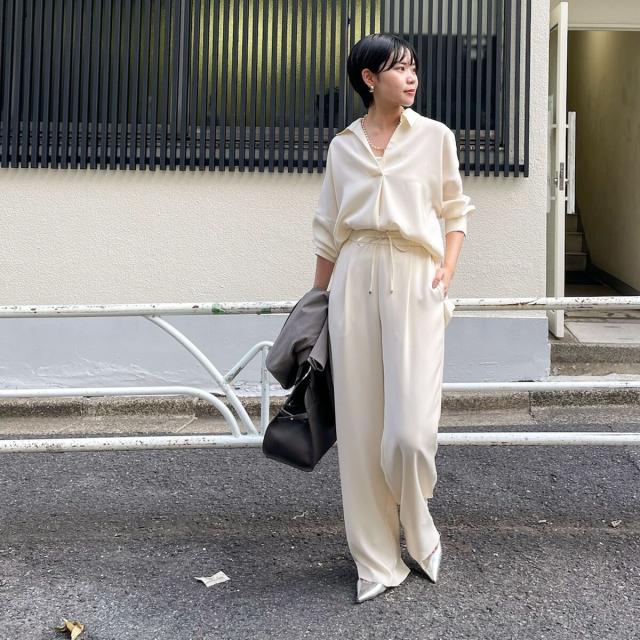 ノーリーズソフィー（NOLLEY’S sophi）/《morisachiシリーズとセットアップ対応》ウォッシャブルダブルサテンスキッパーブラウス