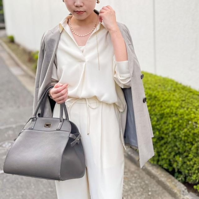 ノーリーズソフィー（NOLLEY’S sophi）/《morisachiシリーズとセットアップ対応》ウォッシャブルダブルサテンスキッパーブラウス