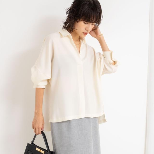 ノーリーズソフィー（NOLLEY’S sophi）/《morisachiシリーズとセットアップ対応》ウォッシャブルダブルサテンスキッパーブラウス