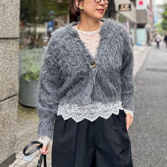 ノーリーズソフィー（NOLLEY’S sophi）/《手洗い可能》カール起毛ショートカーディガン