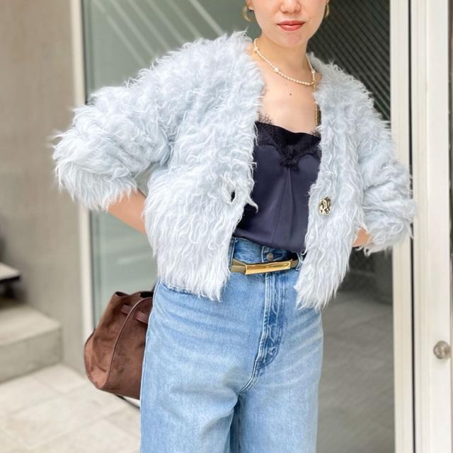 ノーリーズソフィー（NOLLEY’S sophi）/《手洗い可能》カール起毛ショートカーディガン