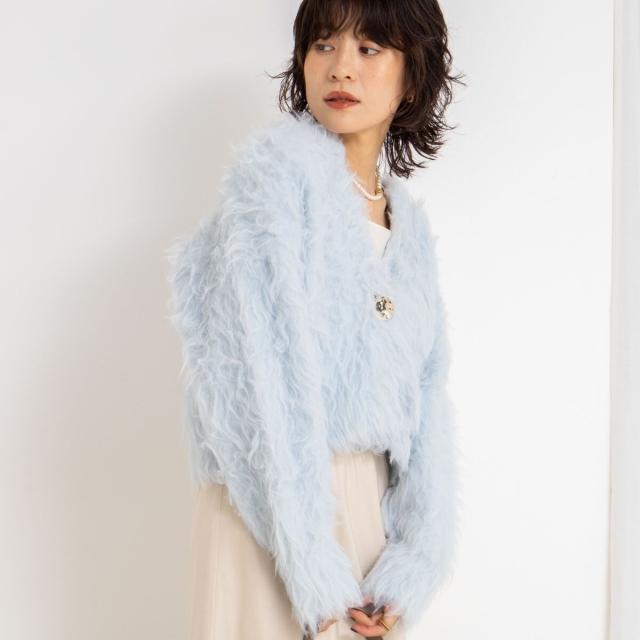 ノーリーズソフィー（NOLLEY’S sophi）/《手洗い可能》カール起毛ショートカーディガン