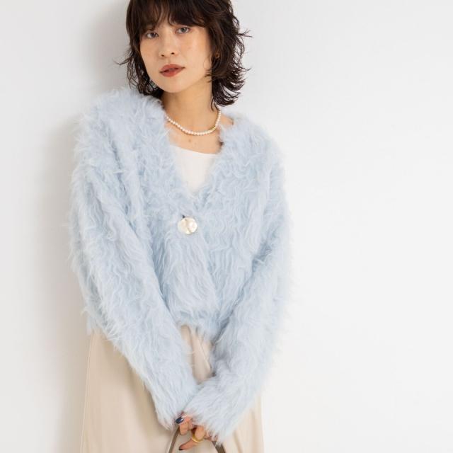 ノーリーズソフィー（NOLLEY’S sophi）/《手洗い可能》カール起毛ショートカーディガン