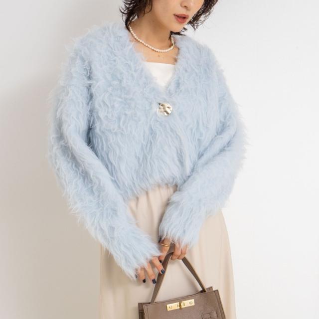 ノーリーズソフィー（NOLLEY’S sophi）/《手洗い可能》カール起毛ショートカーディガン