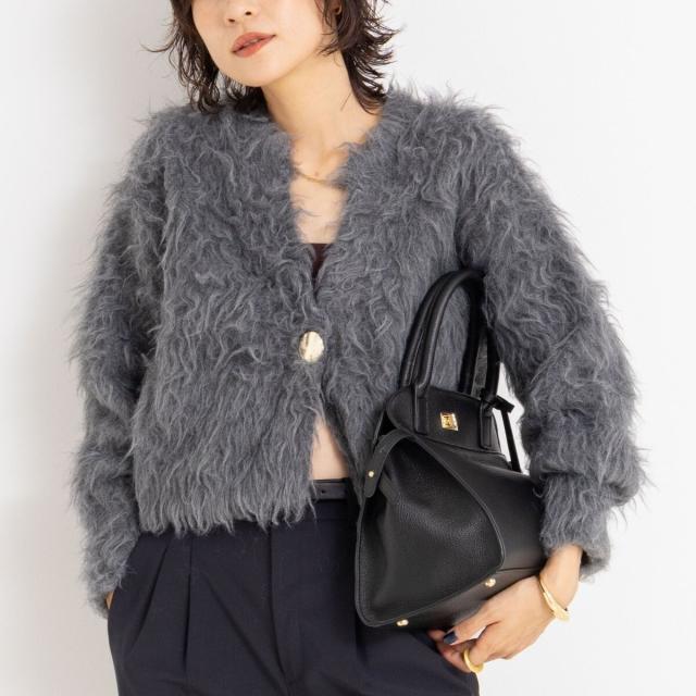 ノーリーズソフィー（NOLLEY’S sophi）/《手洗い可能》カール起毛ショートカーディガン