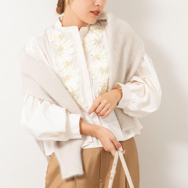 ノーリーズ（NOLLEY’S）/【SOI−MeME/ソワメム】コードエンブロイダリーパールブラウス