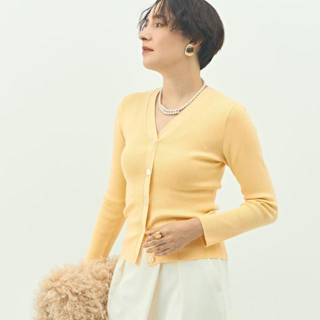 ノーリーズソフィー（NOLLEY’S sophi）/《アンサンブル対応》《手洗い可能》カシミヤ混リブVネックカーディガン