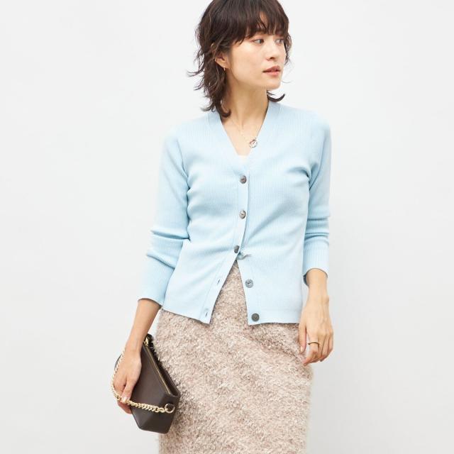 ノーリーズソフィー（NOLLEY’S sophi）/《アンサンブル対応》《手洗い可能》カシミヤ混リブVネックカーディガン