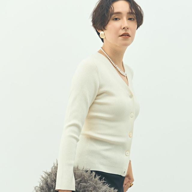 ノーリーズソフィー（NOLLEY’S sophi）/《アンサンブル対応》《手洗い可能》カシミヤ混リブVネックカーディガン