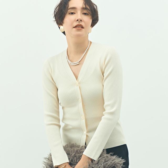 ノーリーズソフィー（NOLLEY’S sophi）/《アンサンブル対応》《手洗い可能》カシミヤ混リブVネックカーディガン