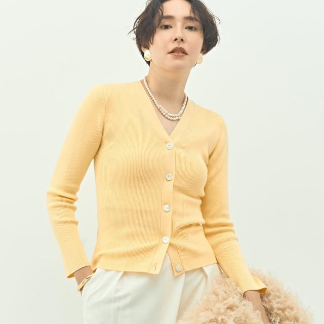 ノーリーズソフィー（NOLLEY’S sophi）/《アンサンブル対応》《手洗い可能》カシミヤ混リブVネックカーディガン