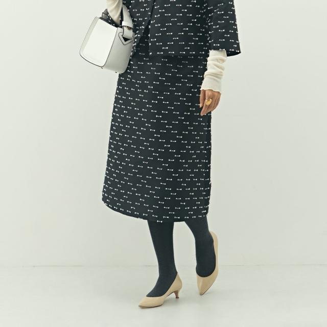 ノーリーズ（NOLLEY’S）/《セットアップ対応》ウォッシャブルリボンジャガードAラインスカート