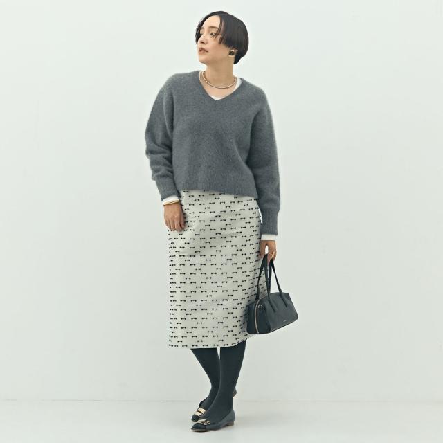 ノーリーズ（NOLLEY’S）/《セットアップ対応》ウォッシャブルリボンジャガードAラインスカート