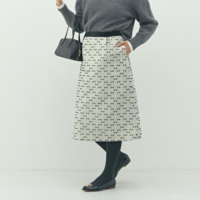 ノーリーズ（NOLLEY’S）/《セットアップ対応》ウォッシャブルリボンジャガードAラインスカート