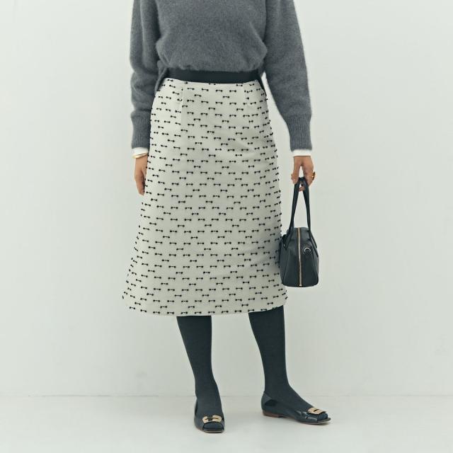 ノーリーズ（NOLLEY’S）/《セットアップ対応》ウォッシャブルリボンジャガードAラインスカート