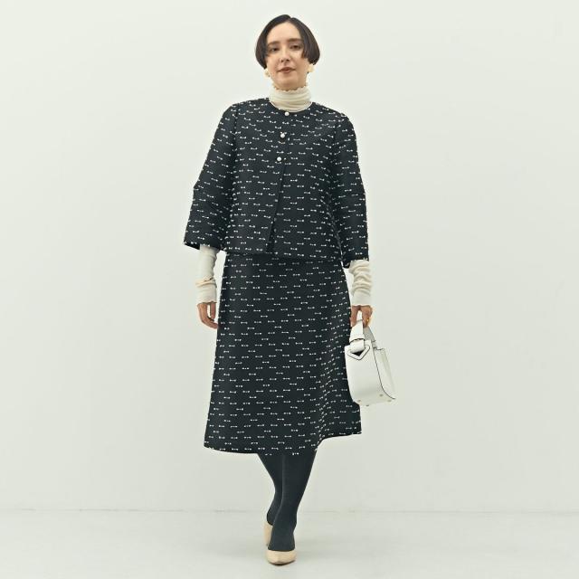 ノーリーズ（NOLLEY’S）/《セットアップ対応》ウォッシャブルリボンジャガードAラインスカート