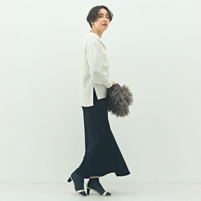 ノーリーズソフィー（NOLLEY’S sophi）/ウォッシャブルバックサテンジョーゼットオープンカラーブラウス ノーリーズソフィー（NOLLEY'S sophi）/ウォッシャブルバックサテン