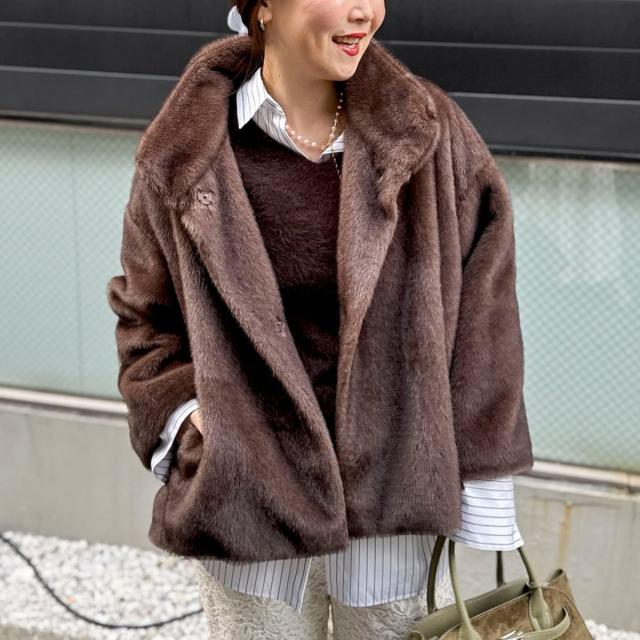 ノーリーズソフィー（NOLLEY’S sophi）/ECOPELフェイクファーショートコート