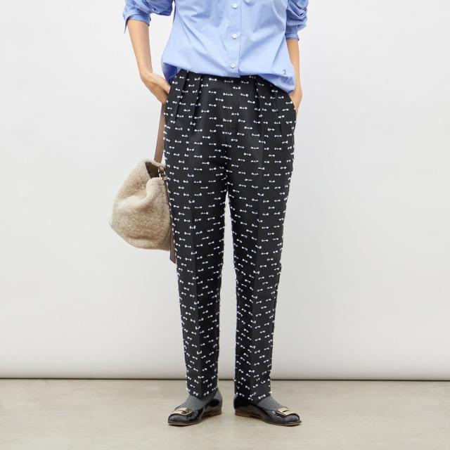 ノーリーズ（NOLLEY’S）/《セットアップ対応》ウォッシャブルリボンジャガードタックテーパードパンツ