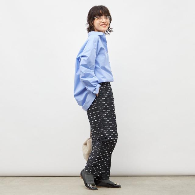 ノーリーズ（NOLLEY’S）/《セットアップ対応》ウォッシャブルリボンジャガードタックテーパードパンツ