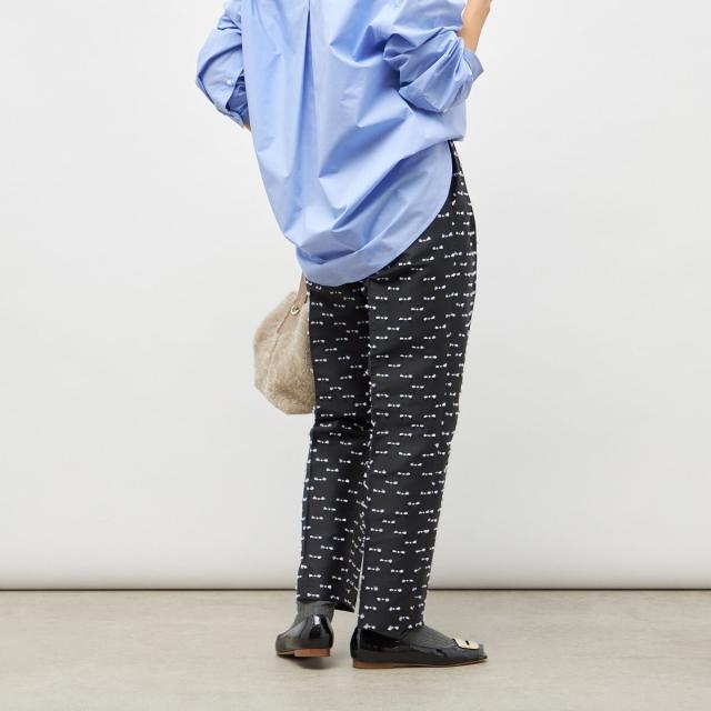 ノーリーズ（NOLLEY’S）/《セットアップ対応》ウォッシャブルリボンジャガードタックテーパードパンツ