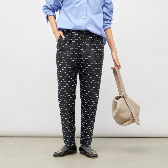 ノーリーズ（NOLLEY’S）/《セットアップ対応》ウォッシャブルリボンジャガードタックテーパードパンツ