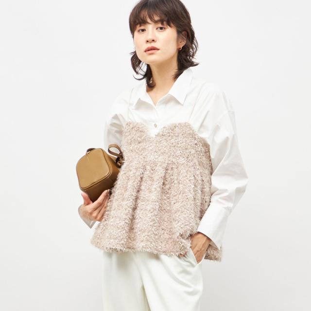 ノーリーズソフィー（NOLLEY’S sophi）/《セットアップ対応》ウォッシャブルフェザーチュールキャミブラウス