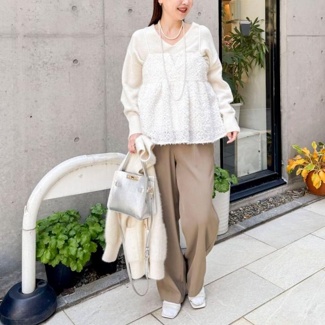 ノーリーズソフィー（NOLLEY’S sophi）/《セットアップ対応》ウォッシャブルフェザーチュールキャミブラウス