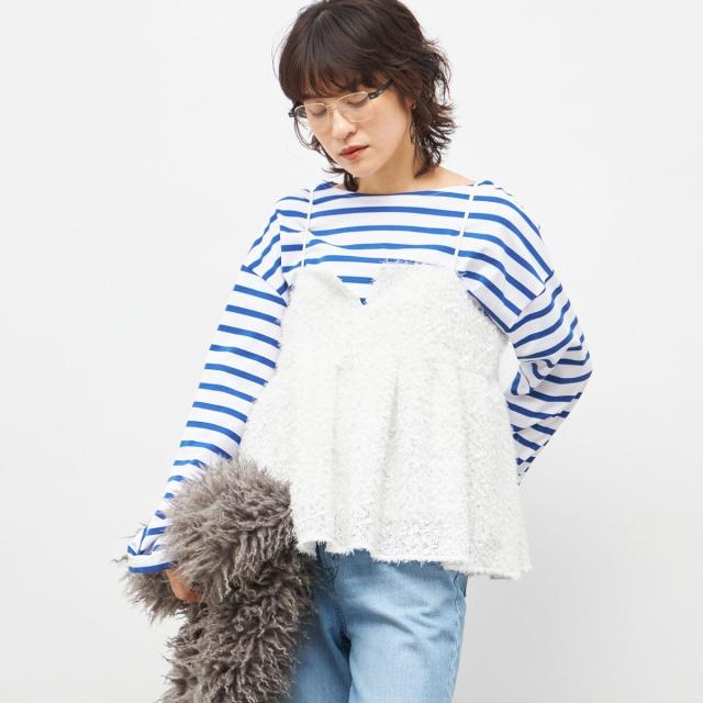 ノーリーズソフィー（NOLLEY’S sophi）/《セットアップ対応》ウォッシャブルフェザーチュールキャミブラウス