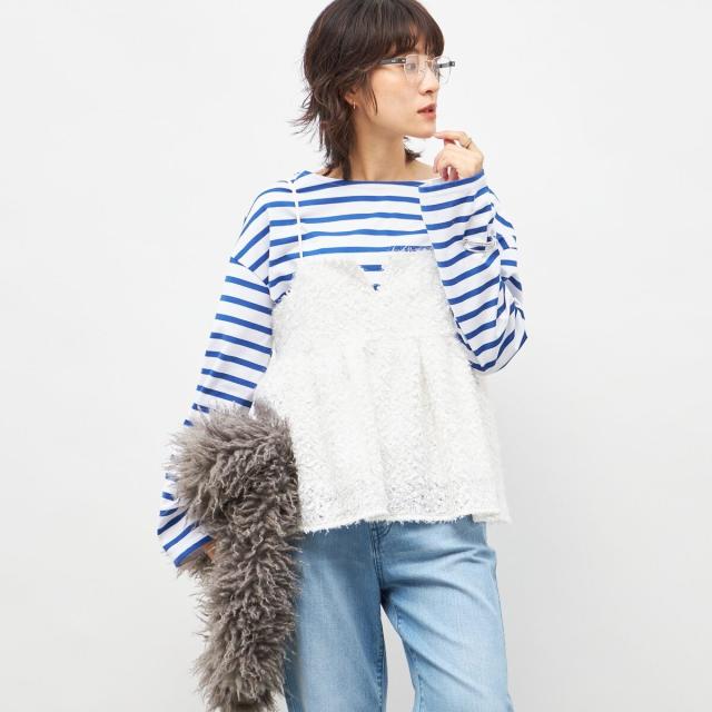 ノーリーズソフィー（NOLLEY’S sophi）/《セットアップ対応》ウォッシャブルフェザーチュールキャミブラウス