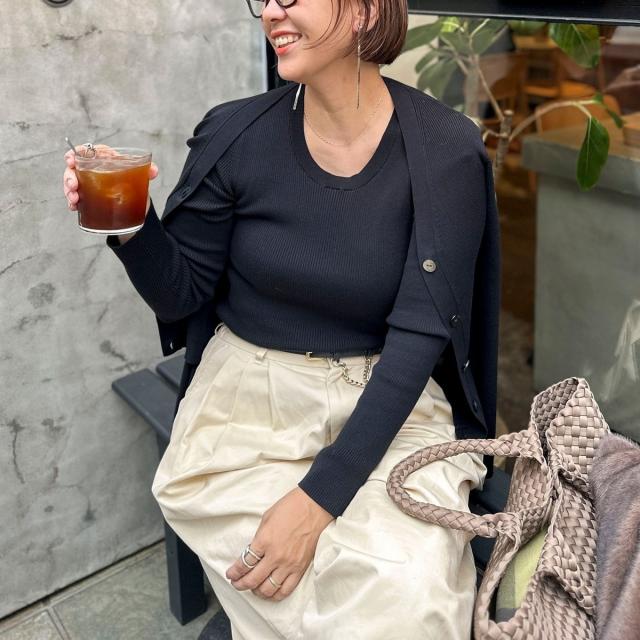 ノーリーズソフィー（NOLLEY’S sophi）/《アンサンブル対応》《手洗い可能》カシミヤ混リブUネックプルオーバー