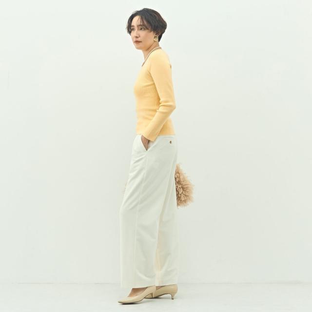 ノーリーズソフィー（NOLLEY’S sophi）/《アンサンブル対応》《手洗い可能》カシミヤ混リブUネックプルオーバー