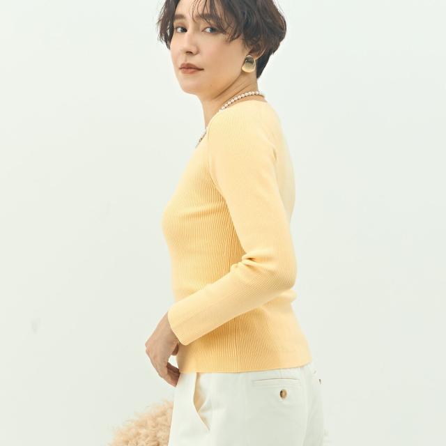 ノーリーズソフィー（NOLLEY’S sophi）/《アンサンブル対応》《手洗い可能》カシミヤ混リブUネックプルオーバー