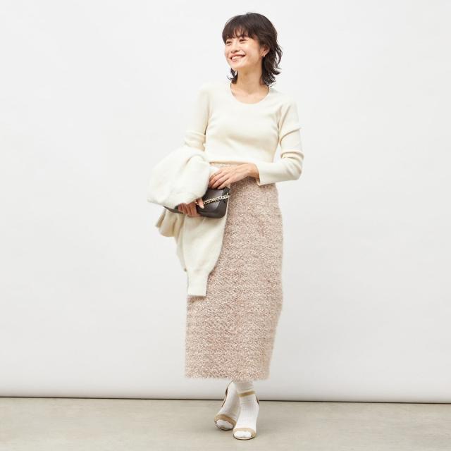 ノーリーズソフィー（NOLLEY’S sophi）/《アンサンブル対応》《手洗い可能》カシミヤ混リブUネックプルオーバー