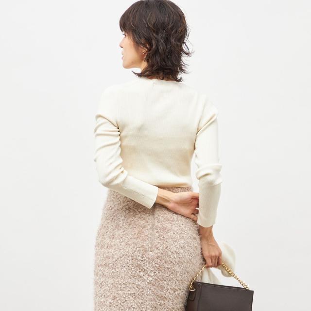 ノーリーズソフィー（NOLLEY’S sophi）/《アンサンブル対応》《手洗い可能》カシミヤ混リブUネックプルオーバー