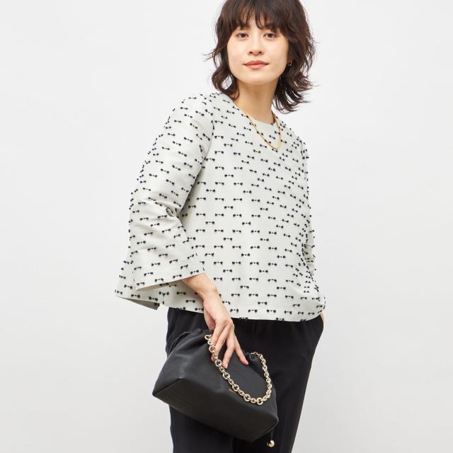 ノーリーズ（NOLLEY’S）/《セットアップ対応》ウォッシャブルリボンジャガード2WAYブラウス