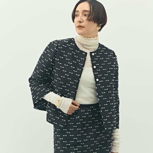 ノーリーズ（NOLLEY’S）/《セットアップ対応》ウォッシャブルリボンジャガード2WAYブラウス