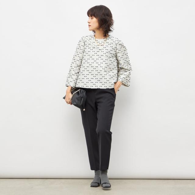 ノーリーズ（NOLLEY’S）/《セットアップ対応》ウォッシャブルリボンジャガード2WAYブラウス