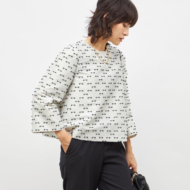 ノーリーズ（NOLLEY’S）/《セットアップ対応》ウォッシャブルリボンジャガード2WAYブラウス