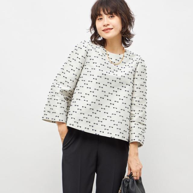 ノーリーズ（NOLLEY’S）/《セットアップ対応》ウォッシャブルリボンジャガード2WAYブラウス